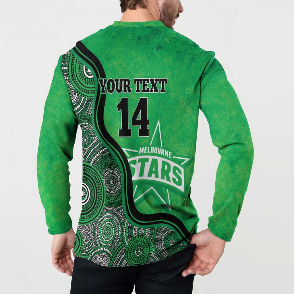Custom Melbourne Stars Button Sweatshirt Indigenous Art - Grunge Style