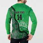 Custom Melbourne Stars Button Sweatshirt Indigenous Art - Grunge Style