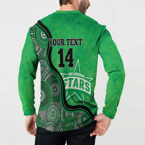 Custom Melbourne Stars Button Sweatshirt Indigenous Art - Grunge Style