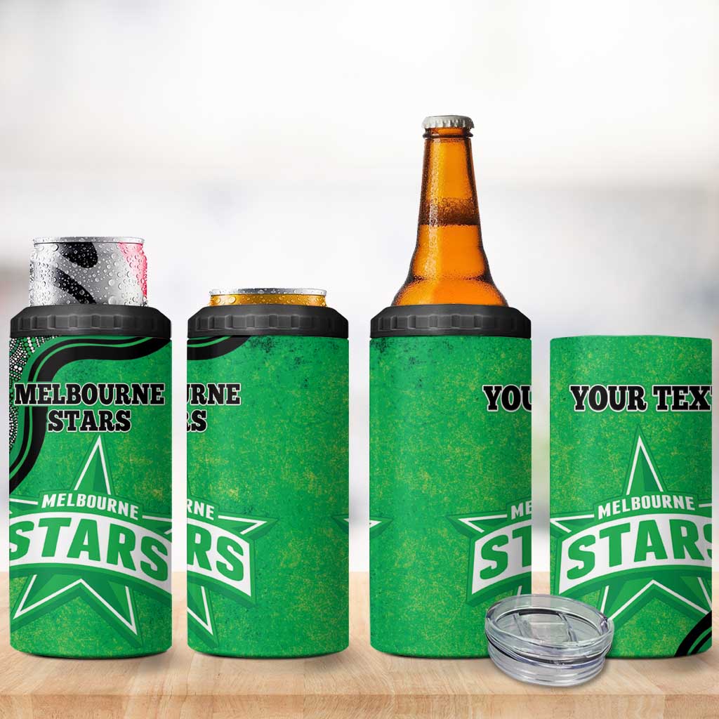 Custom Melbourne Stars 4 in 1 Can Cooler Tumbler Indigenous Art - Grunge Style