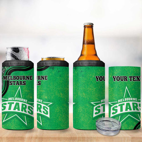 Custom Melbourne Stars 4 in 1 Can Cooler Tumbler Indigenous Art - Grunge Style