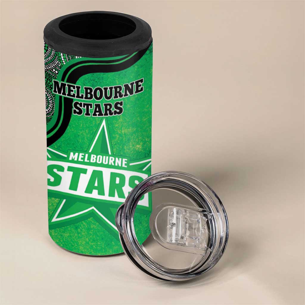 Custom Melbourne Stars 4 in 1 Can Cooler Tumbler Indigenous Art - Grunge Style