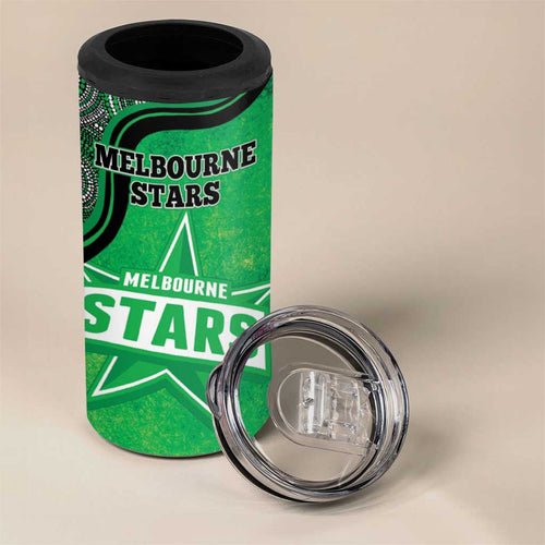 Custom Melbourne Stars 4 in 1 Can Cooler Tumbler Indigenous Art - Grunge Style