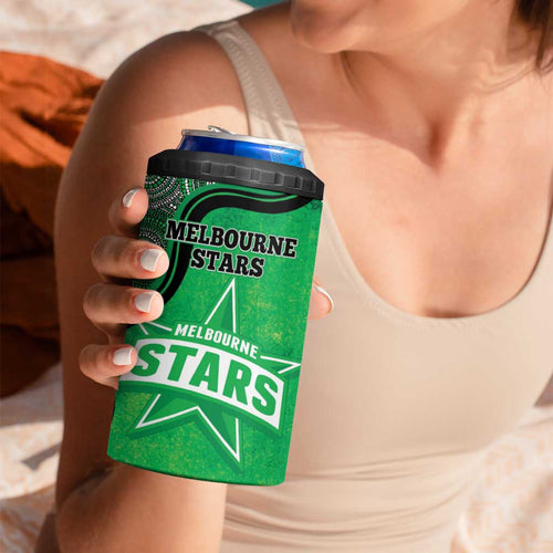 Custom Melbourne Stars 4 in 1 Can Cooler Tumbler Indigenous Art - Grunge Style