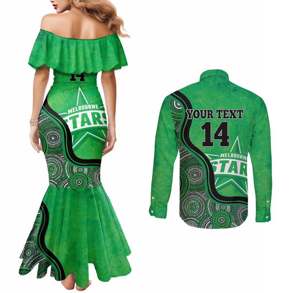 Custom Melbourne Stars Couples Matching Mermaid Dress and Long Sleeve Button Shirt Indigenous Art - Grunge Style