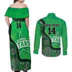 Custom Melbourne Stars Couples Matching Off Shoulder Maxi Dress and Long Sleeve Button Shirt Indigenous Art - Grunge Style