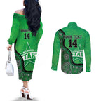 Custom Melbourne Stars Couples Matching Off The Shoulder Long Sleeve Dress and Long Sleeve Button Shirt Indigenous Art - Grunge Style