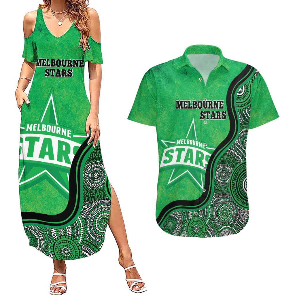 Custom Melbourne Stars Couples Matching Summer Maxi Dress and Hawaiian Shirt Indigenous Art - Grunge Style