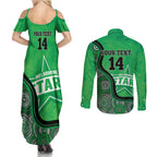 Custom Melbourne Stars Couples Matching Summer Maxi Dress and Long Sleeve Button Shirt Indigenous Art - Grunge Style