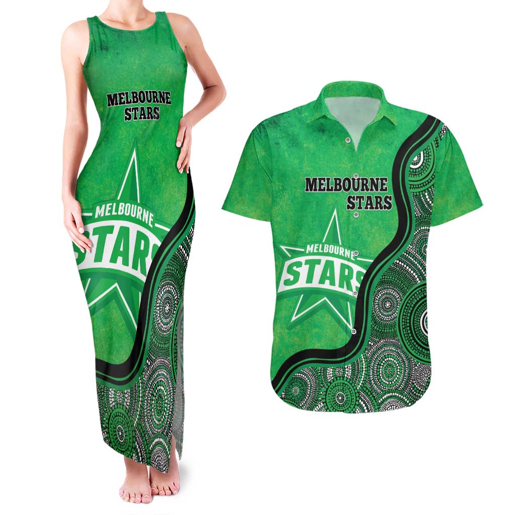 Custom Melbourne Stars Couples Matching Tank Maxi Dress and Hawaiian Shirt Indigenous Art - Grunge Style
