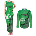 Custom Melbourne Stars Couples Matching Tank Maxi Dress and Long Sleeve Button Shirt Indigenous Art - Grunge Style