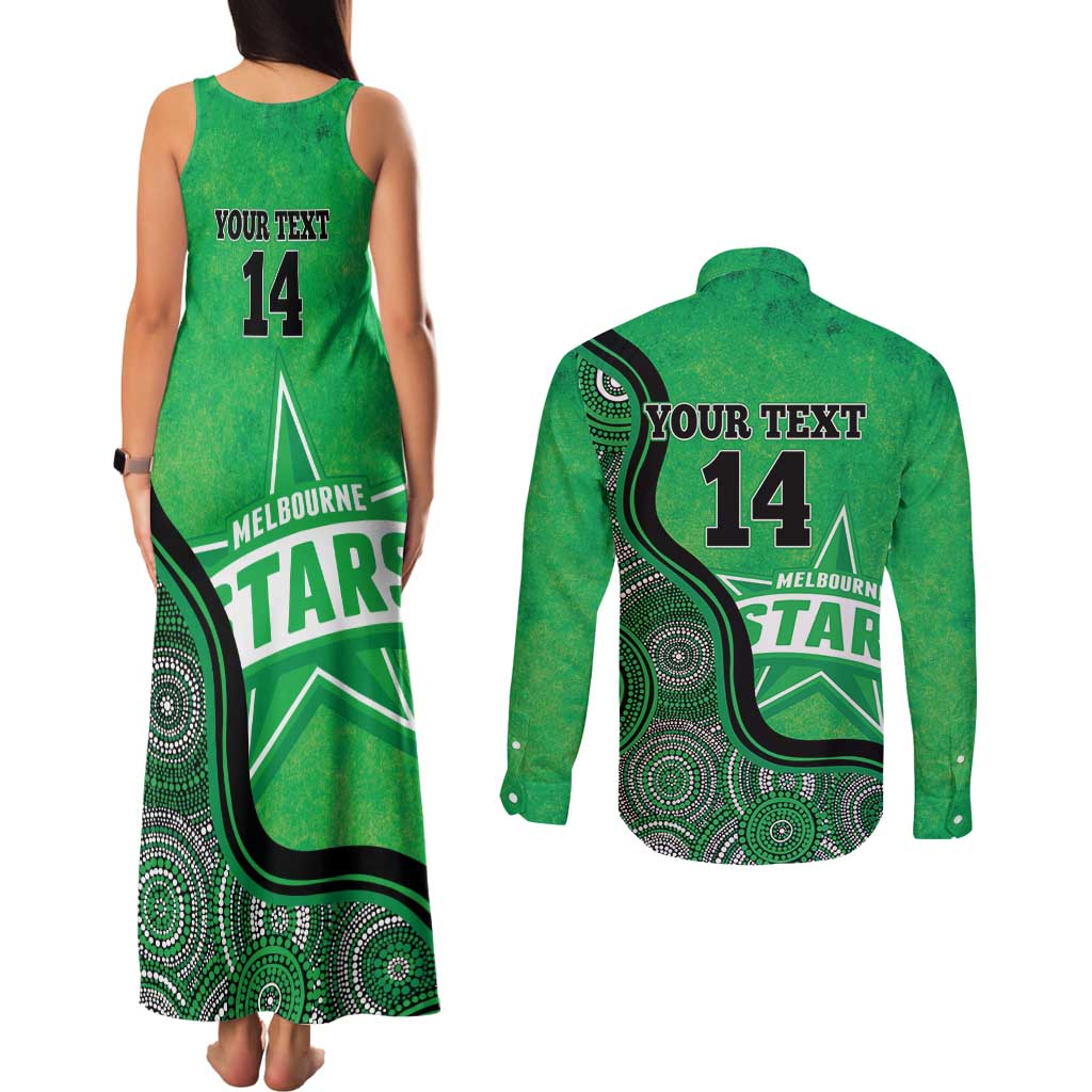 Custom Melbourne Stars Couples Matching Tank Maxi Dress and Long Sleeve Button Shirt Indigenous Art - Grunge Style