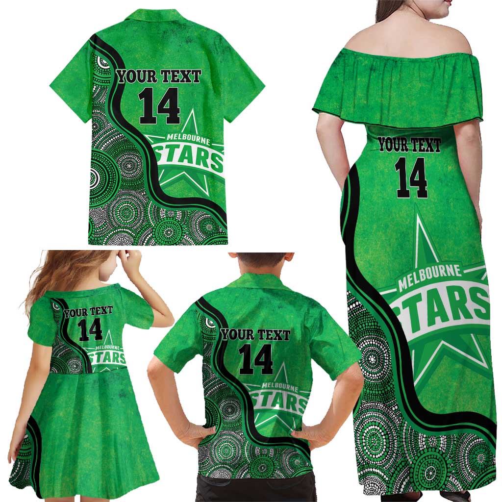 Custom Melbourne Stars Family Matching Off Shoulder Maxi Dress and Hawaiian Shirt Indigenous Art - Grunge Style