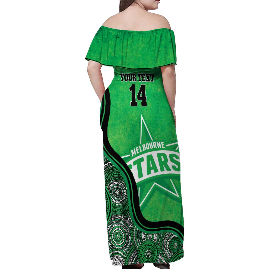 Custom Melbourne Stars Family Matching Off Shoulder Maxi Dress and Hawaiian Shirt Indigenous Art - Grunge Style