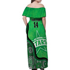 Custom Melbourne Stars Family Matching Off Shoulder Maxi Dress and Hawaiian Shirt Indigenous Art - Grunge Style
