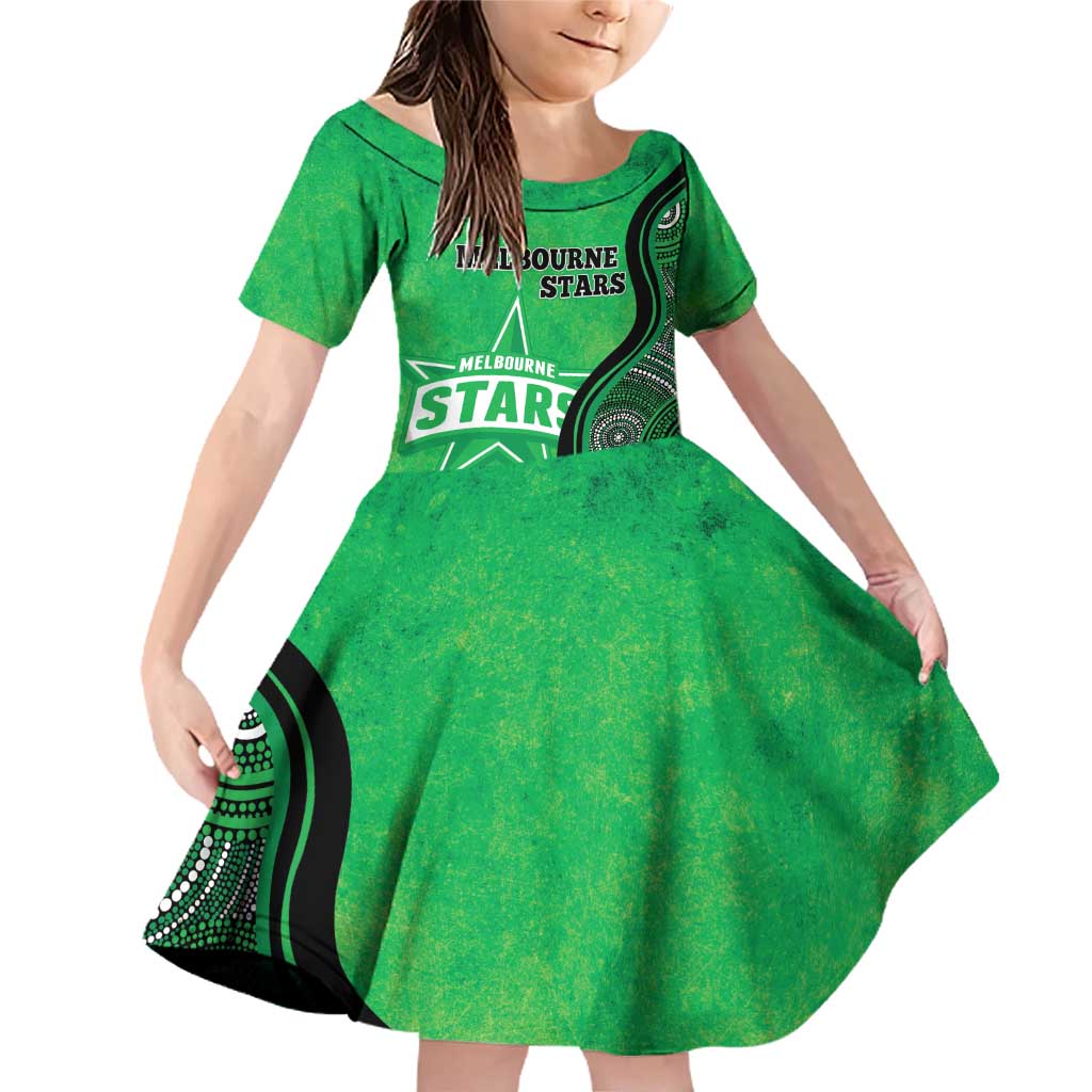 Custom Melbourne Stars Family Matching Off Shoulder Short Dress and Hawaiian Shirt Indigenous Art - Grunge Style