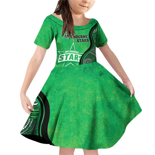 Custom Melbourne Stars Family Matching Off Shoulder Short Dress and Hawaiian Shirt Indigenous Art - Grunge Style