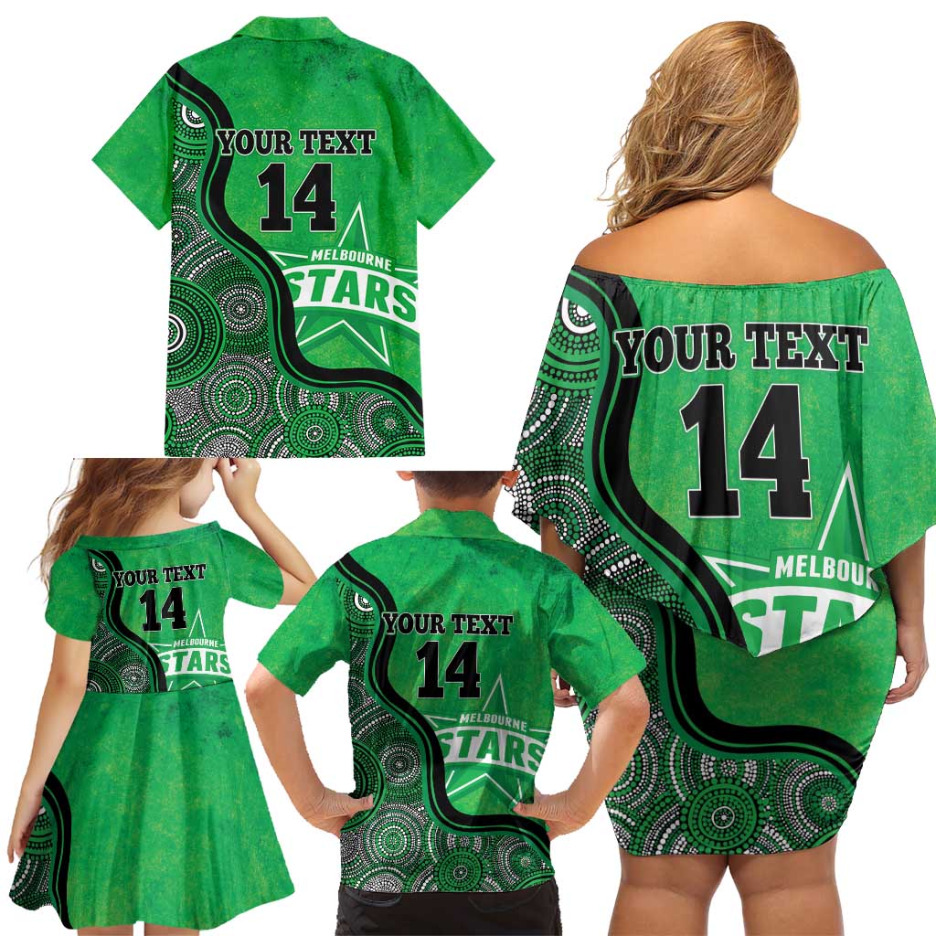 Custom Melbourne Stars Family Matching Off Shoulder Short Dress and Hawaiian Shirt Indigenous Art - Grunge Style