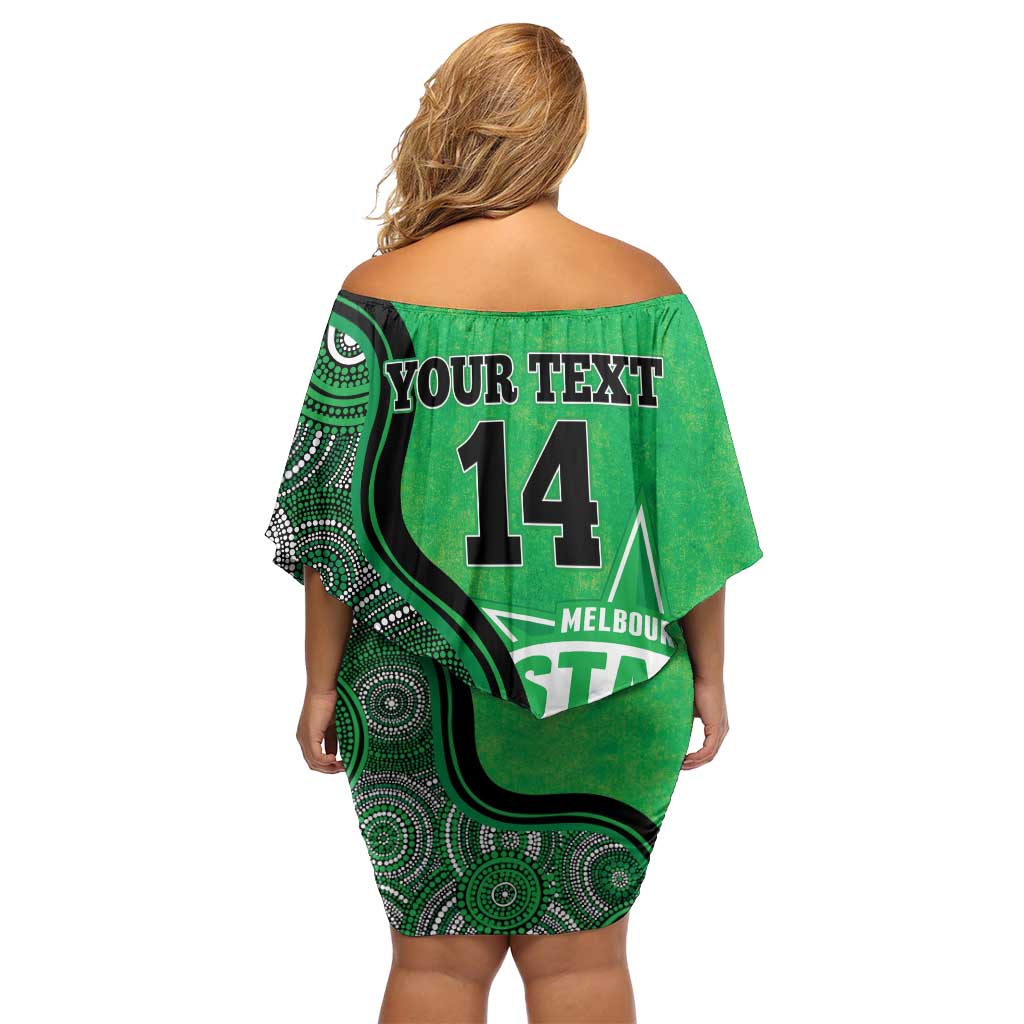 Custom Melbourne Stars Family Matching Off Shoulder Short Dress and Hawaiian Shirt Indigenous Art - Grunge Style