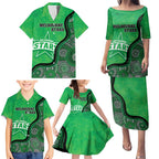 Custom Melbourne Stars Family Matching Puletasi and Hawaiian Shirt Indigenous Art - Grunge Style