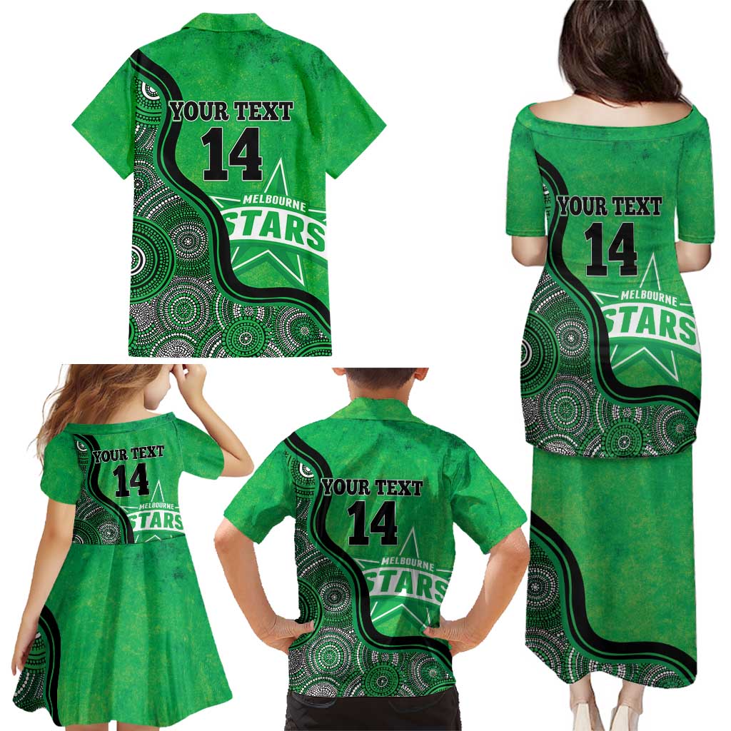 Custom Melbourne Stars Family Matching Puletasi and Hawaiian Shirt Indigenous Art - Grunge Style
