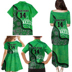 Custom Melbourne Stars Family Matching Puletasi and Hawaiian Shirt Indigenous Art - Grunge Style