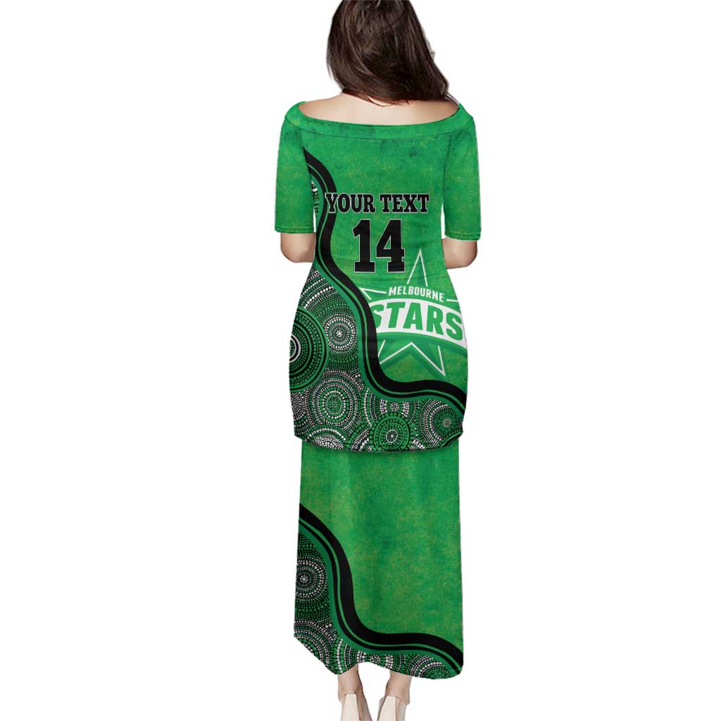 Custom Melbourne Stars Family Matching Puletasi and Hawaiian Shirt Indigenous Art - Grunge Style