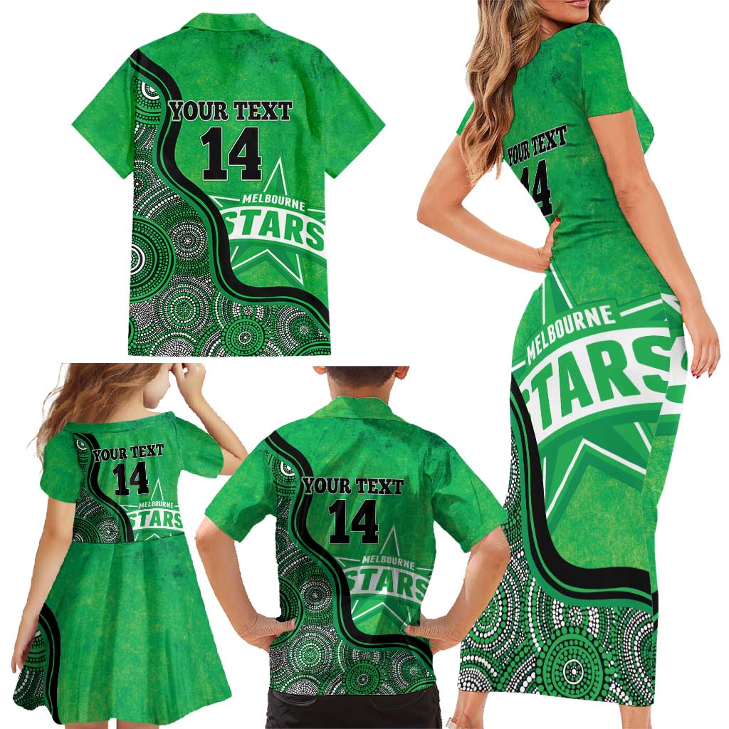Custom Melbourne Stars Family Matching Short Sleeve Bodycon Dress and Hawaiian Shirt Indigenous Art - Grunge Style