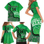 Custom Melbourne Stars Family Matching Short Sleeve Bodycon Dress and Hawaiian Shirt Indigenous Art - Grunge Style