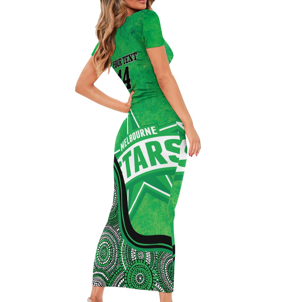 Custom Melbourne Stars Family Matching Short Sleeve Bodycon Dress and Hawaiian Shirt Indigenous Art - Grunge Style