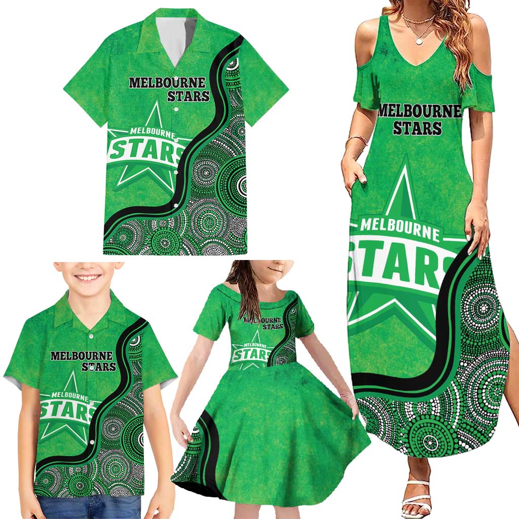 Custom Melbourne Stars Family Matching Summer Maxi Dress and Hawaiian Shirt Indigenous Art - Grunge Style