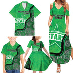 Custom Melbourne Stars Family Matching Summer Maxi Dress and Hawaiian Shirt Indigenous Art - Grunge Style