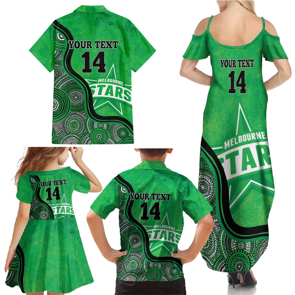 Custom Melbourne Stars Family Matching Summer Maxi Dress and Hawaiian Shirt Indigenous Art - Grunge Style