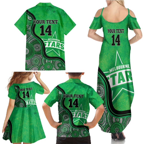 Custom Melbourne Stars Family Matching Summer Maxi Dress and Hawaiian Shirt Indigenous Art - Grunge Style
