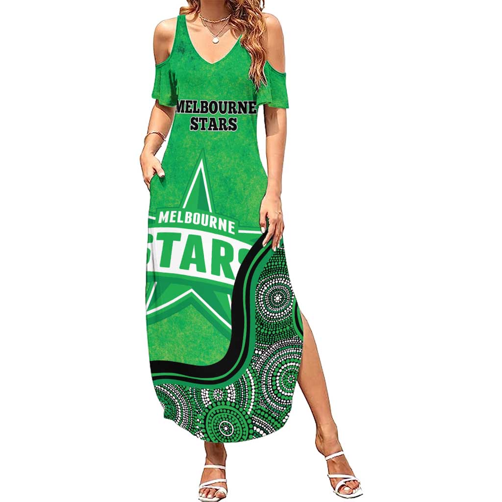 Custom Melbourne Stars Family Matching Summer Maxi Dress and Hawaiian Shirt Indigenous Art - Grunge Style