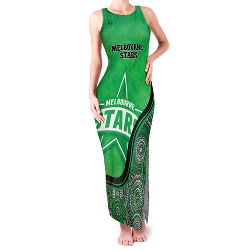 Custom Melbourne Stars Family Matching Tank Maxi Dress and Hawaiian Shirt Indigenous Art - Grunge Style