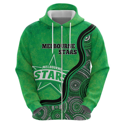 Custom Melbourne Stars Hoodie Indigenous Art - Grunge Style