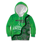 Custom Melbourne Stars Kid Hoodie Indigenous Art - Grunge Style