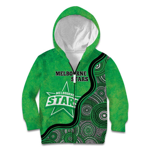 Custom Melbourne Stars Kid Hoodie Indigenous Art - Grunge Style
