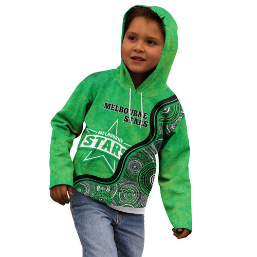 Custom Melbourne Stars Kid Hoodie Indigenous Art - Grunge Style