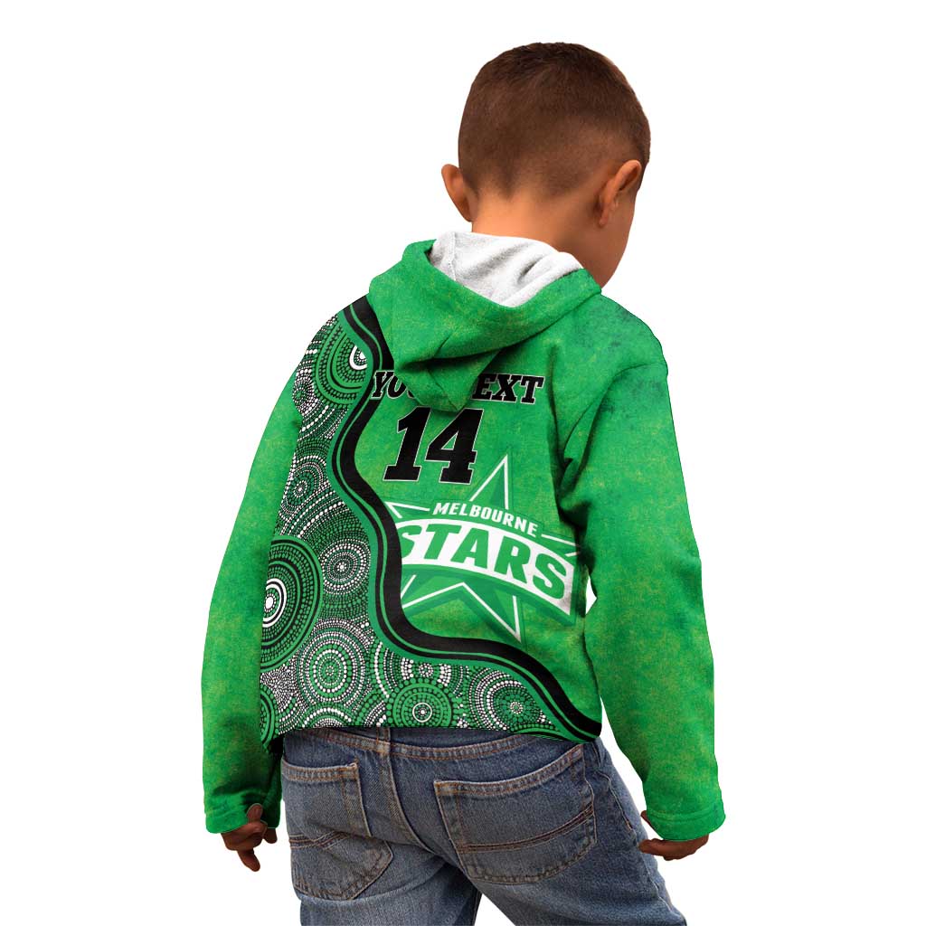Custom Melbourne Stars Kid Hoodie Indigenous Art - Grunge Style