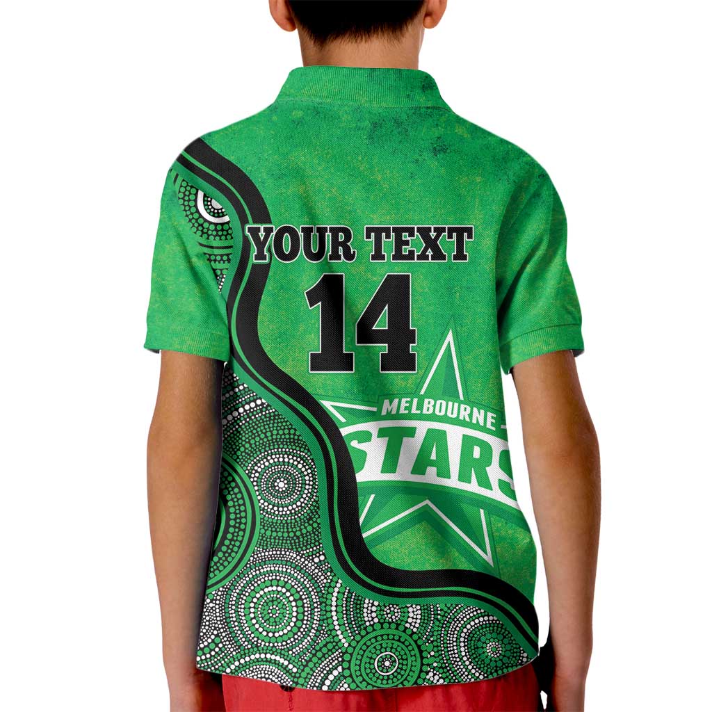 Custom Melbourne Stars Kid Polo Shirt Indigenous Art - Grunge Style