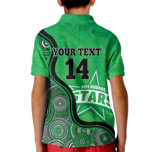 Custom Melbourne Stars Kid Polo Shirt Indigenous Art - Grunge Style