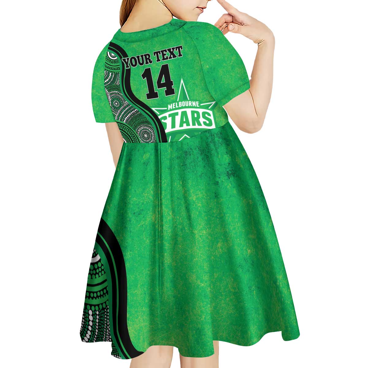 Custom Melbourne Stars Kid Short Sleeve Dress Indigenous Art - Grunge Style