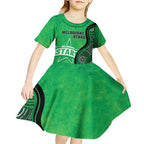 Custom Melbourne Stars Kid Short Sleeve Dress Indigenous Art - Grunge Style