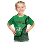 Custom Melbourne Stars Kid T Shirt Indigenous Art - Grunge Style