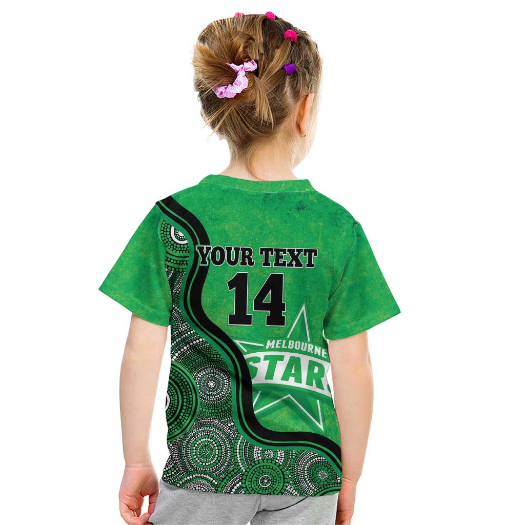 Custom Melbourne Stars Kid T Shirt Indigenous Art - Grunge Style