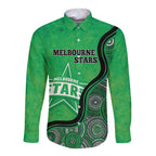 Custom Melbourne Stars Long Sleeve Button Shirt Indigenous Art - Grunge Style