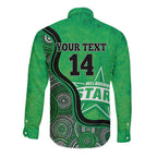 Custom Melbourne Stars Long Sleeve Button Shirt Indigenous Art - Grunge Style