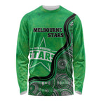 Custom Melbourne Stars Long Sleeve Shirt Indigenous Art - Grunge Style